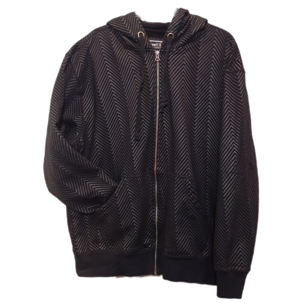 FOOT LOCKER Zip Front Sweatshirt Jacket Hoodie Fleece Lined Athletic Zig Zag